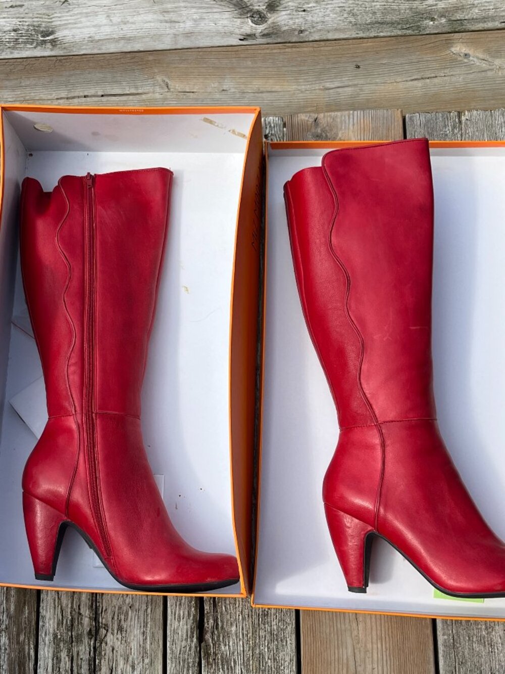 Miz Mooz Leather Knee-High Red Boots size 9